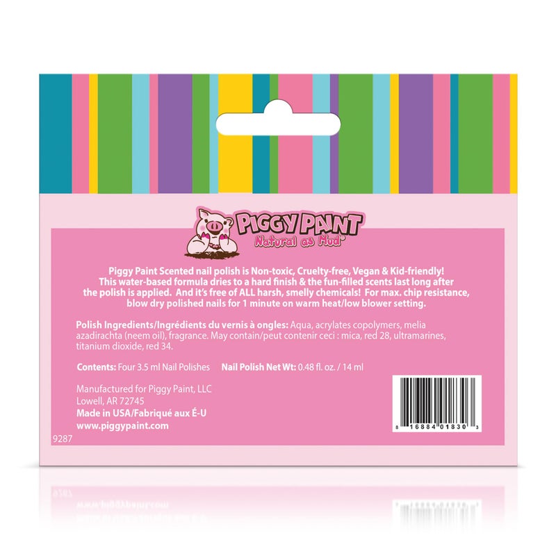 PIGGY PAINT 100% Non-toxic Girls Nail Polish - Safe, Chemical Free Low Odor for Kids, SCENTED 4 Polish Set - Image 2